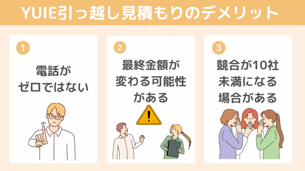 【デメリット】YUIE引越し見積もりを利用する際の注意点