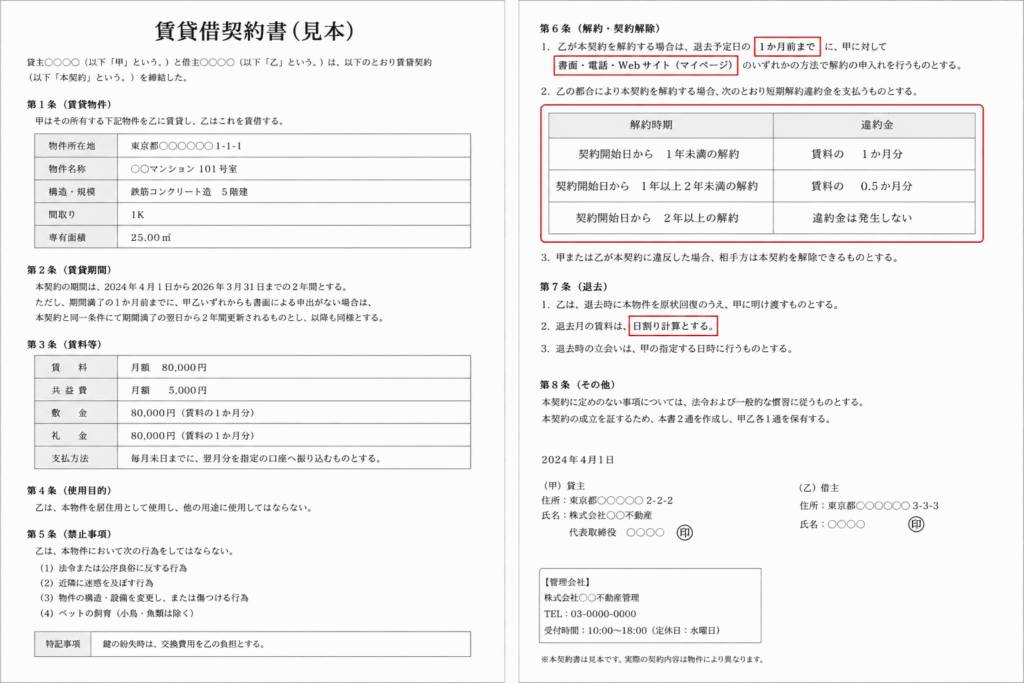 賃貸借契約書の見本